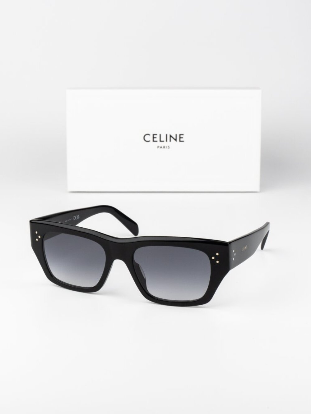 Celine 3 DOTS Sunglasses Black Grey Gradient Cat Eye CL40297U 01B NEW AUTHENTIC